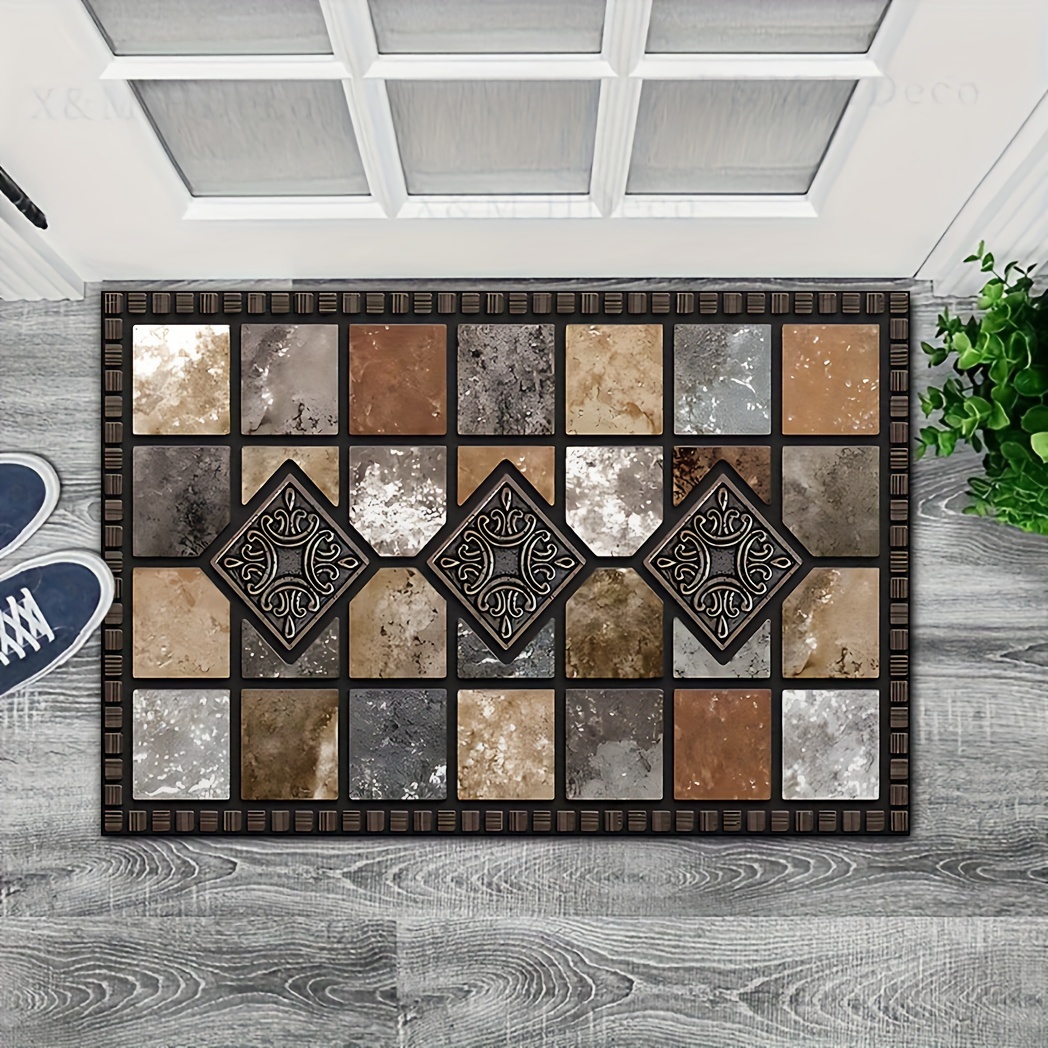 1 Washable Polyester Doormat With Rubber Backing - Golden Diamond Velvet Welcome Mat, And , Suitable For Home, Garden, And - Machine-made Entry Rug In Multiple Sizes 19x31/23.6x35.4/31x47/47x62 Inches