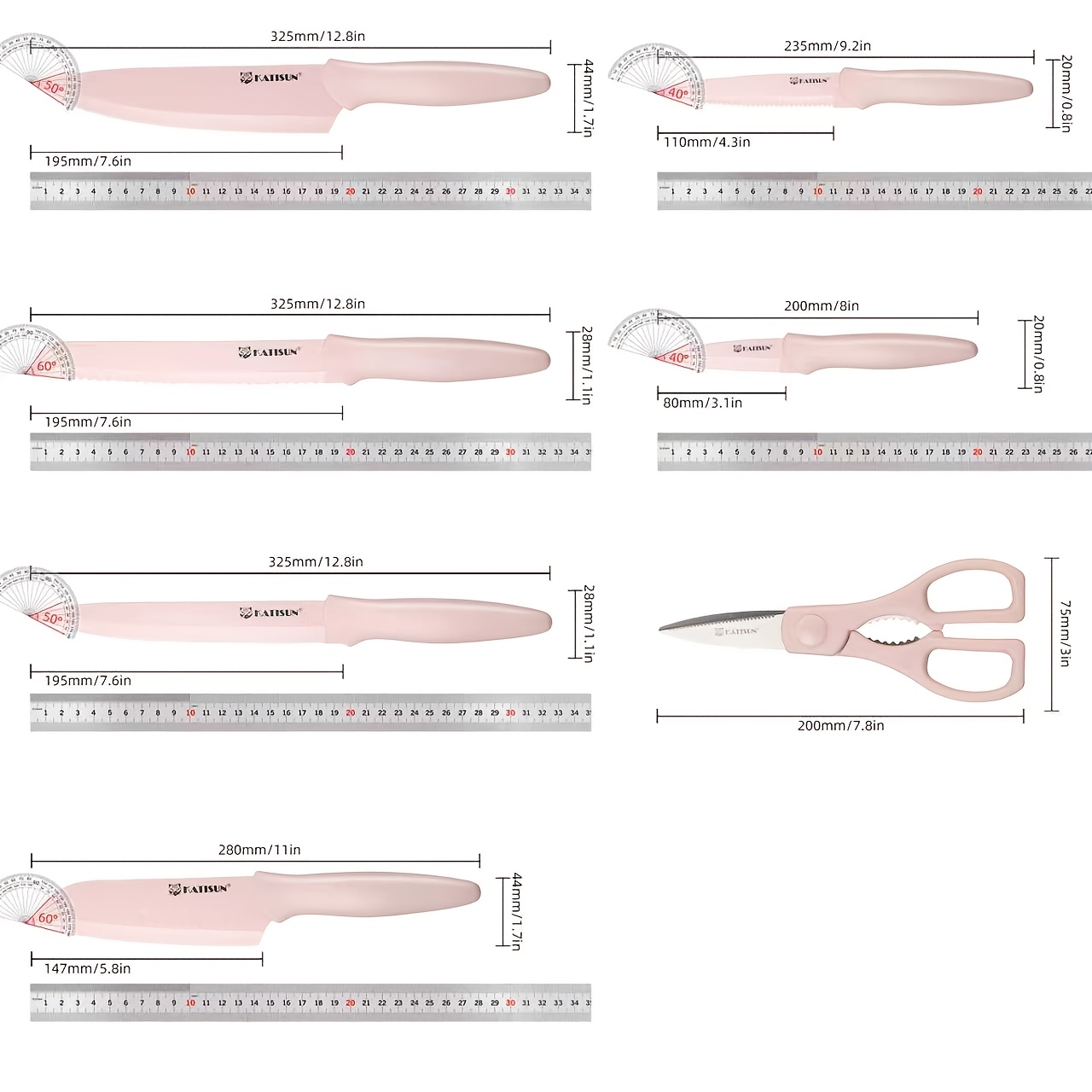 7/14pcs Color-Coded Kitchen Knife Set Rust-Resistant, Ultra-Sharp Knife Collection Includes Wooden Knife Block And Kitchen Shears Ideal for Home And Restaurant Use Top Choice for New Year Gifts