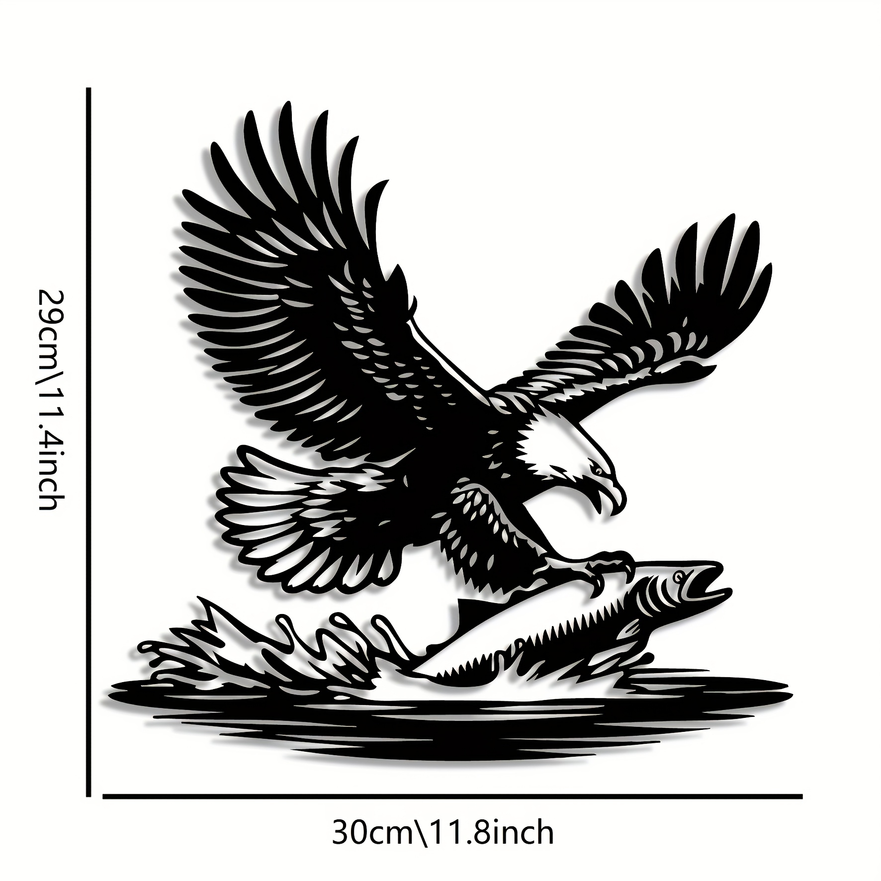 TEMU 2D Plat, 2D Plat, Une Sculpture d'Aigle en Design 2D Plat - Une Pièce Unique en Métal Noir avec des Plumes Intriquées, Parfait pour Décorer les
