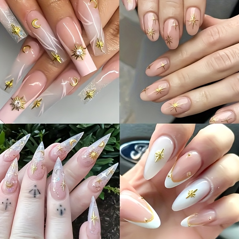 6 slot cute round box metal star nail stud decorations 3d - Temu