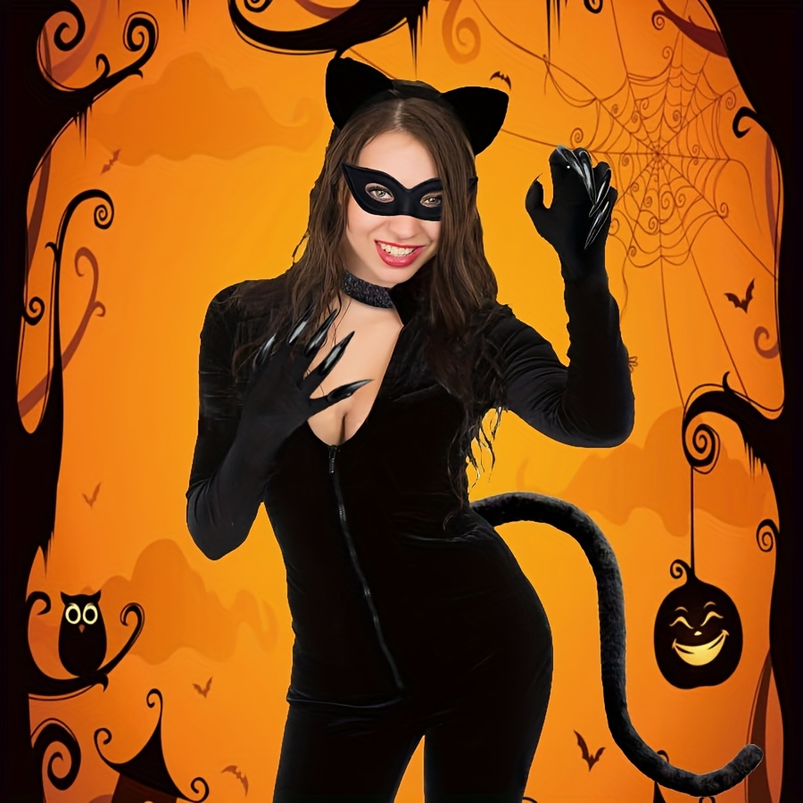 5pcs black cat costume set women complete cat role play - Temu Philippines