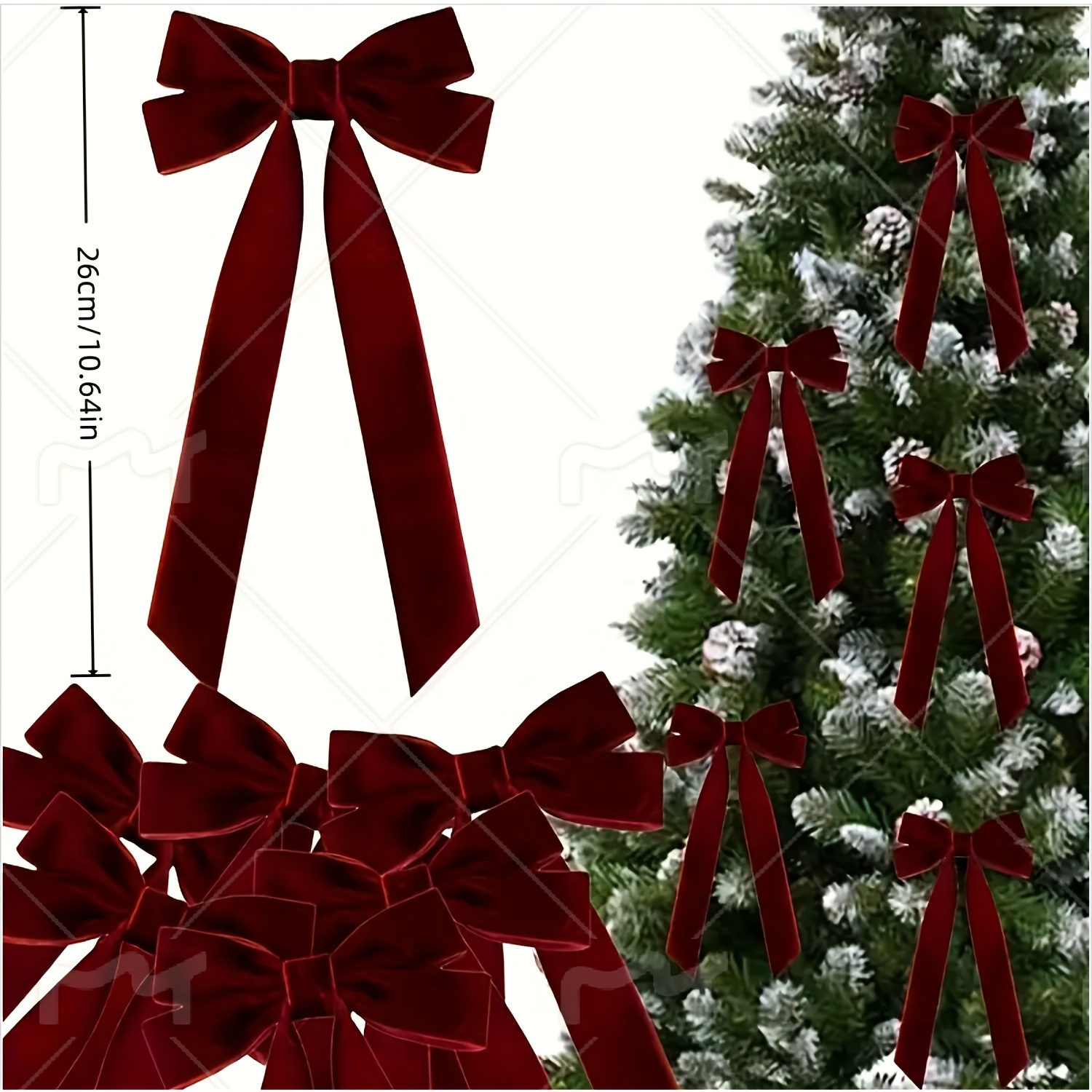 TEMU 15 Exquisite Fabric Bows- Ideal For Christmas Tree Decorations And Valentine's Day Gift Wrapping, Suitable For Garlands, Wreaths, Indoor/outdoor