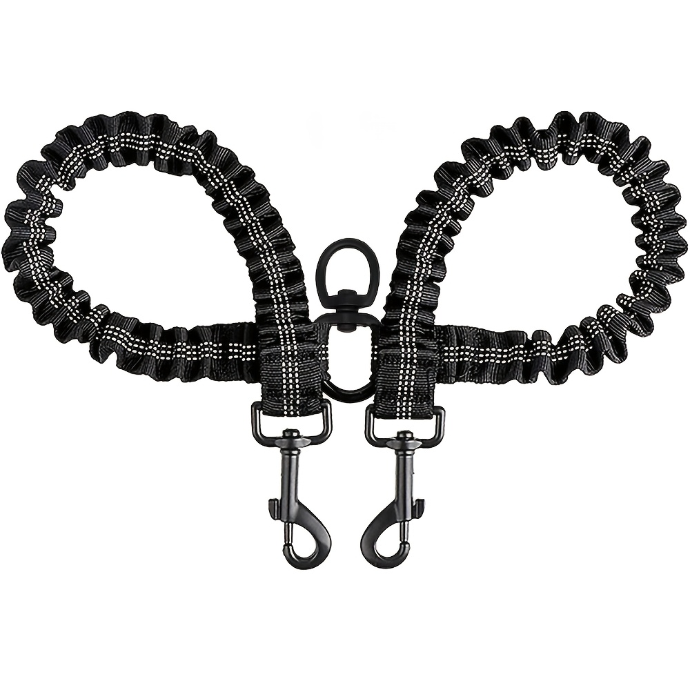 TEMU Dual Dog Leash With Shock-absorbing System & 360° Rotating -free Lead - Suitable For , Reflective Elastic Leash For Training, Suitable For