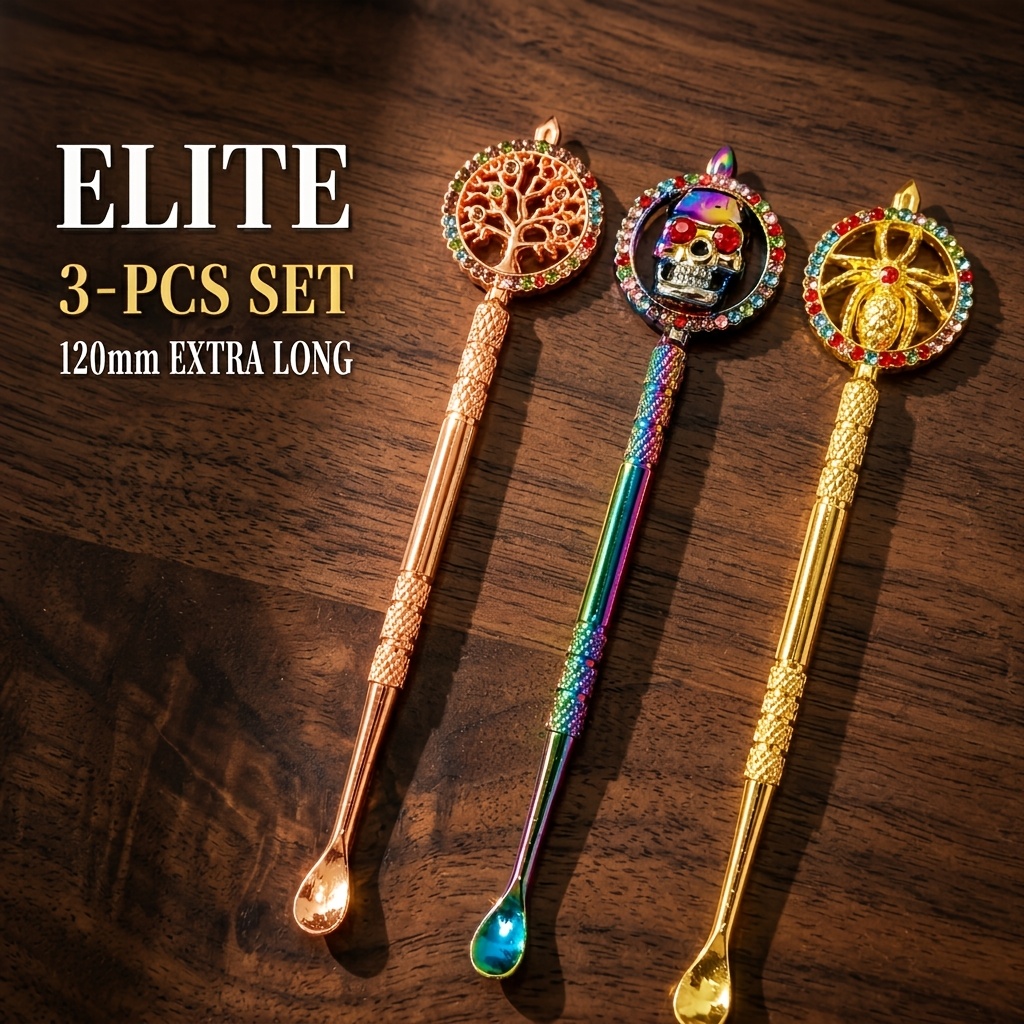 TEMU Lot de 3 mini cuillères en alliage de 12 cm/4,7 po avec décor de strass, petites cuillères à soupe, outils de cuisine multifonctionnels pour