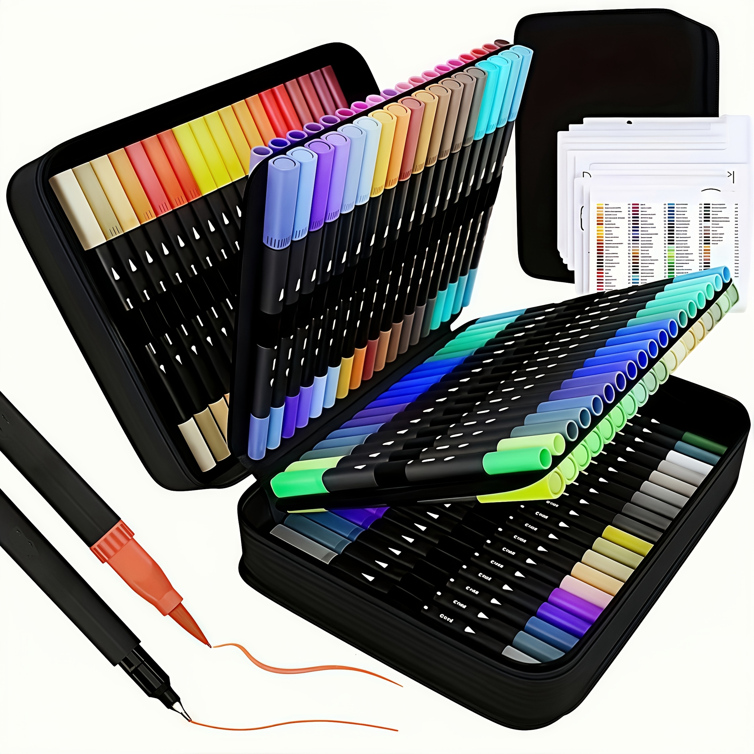 

60- Markers Set With Pens, Fine & Tip, Plastic Material, For Coloring Books, Bullet Journals, And Art Projects