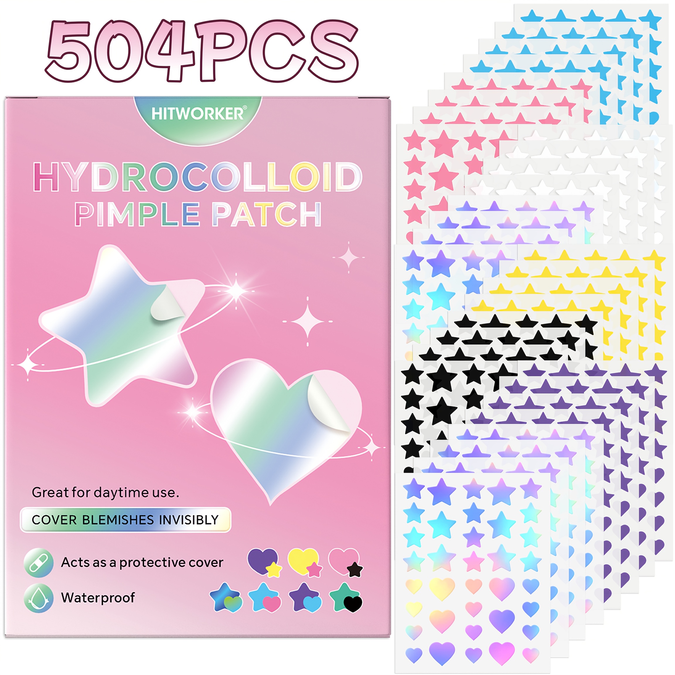 Image of 1008/504pcs/box Patch Star Shaped , Alcohol Free, Odorless, Mild And Non Irritating And Blemishes Coverage Sticker, High-quality Salicylic Acid And Oil Patch, Holiday Gift