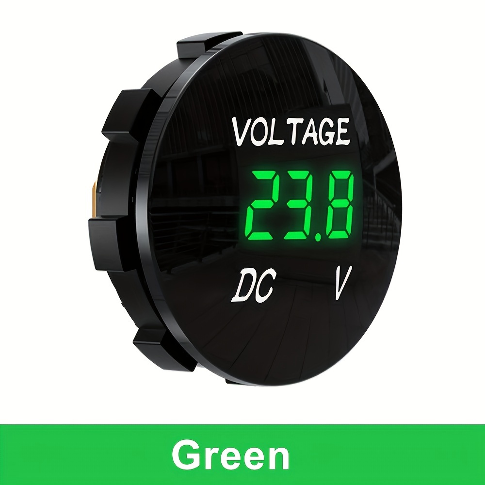 TEMU Compact Digital Voltmeter & Ammeter With Led Display - Real-time, Accurate Measurement For Cars & Motorcycles 12v-24v - In Blue, Red, Green,