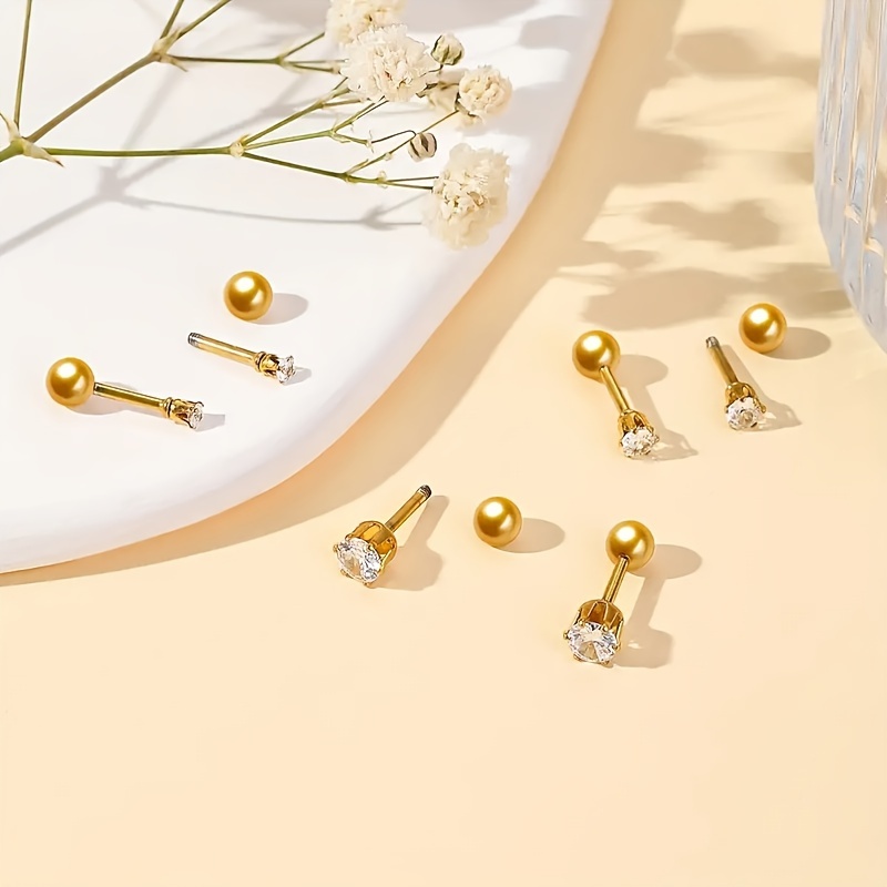 Fashionable Zirconia Hypoallergenic Small Stud Earrings