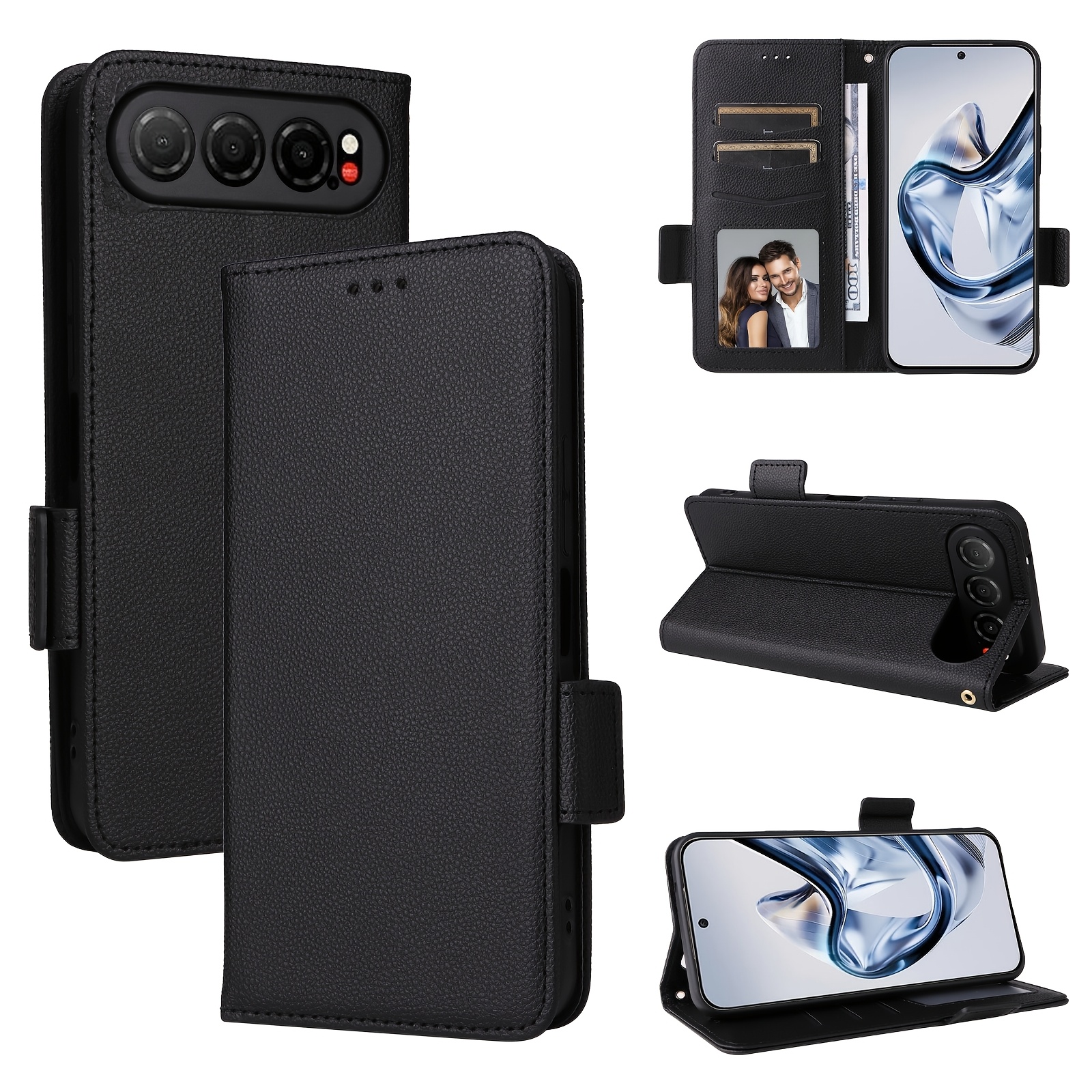 TEMU For Zte Case, Folio Cover With Card Holder, Kickstand Shockproof Durable Protective Phone Case
