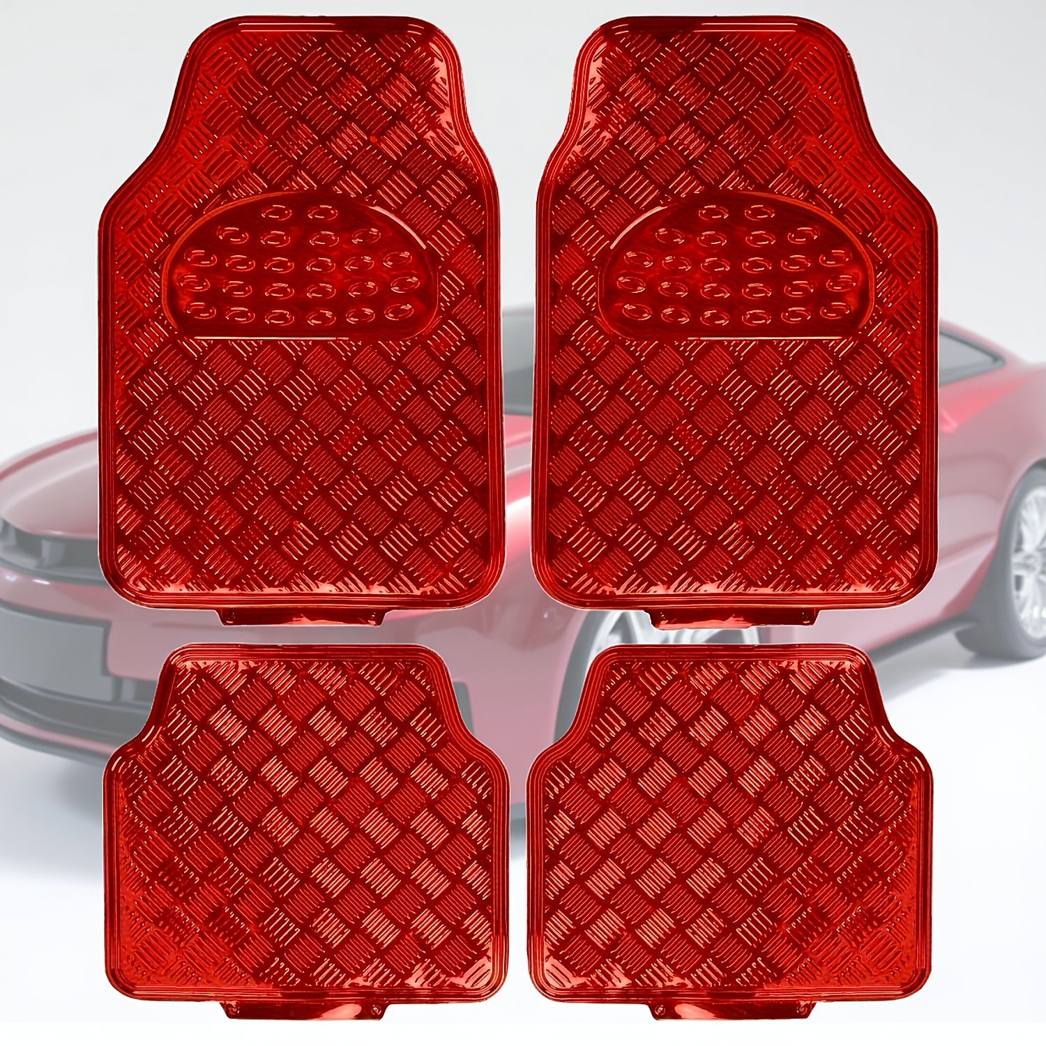 TEMU 4pcs Universal Car Floor Mat 5d Car Floor Mat Suitable For Suv/ Truck Waterproof, Easy To Clean, Multiple Colors From