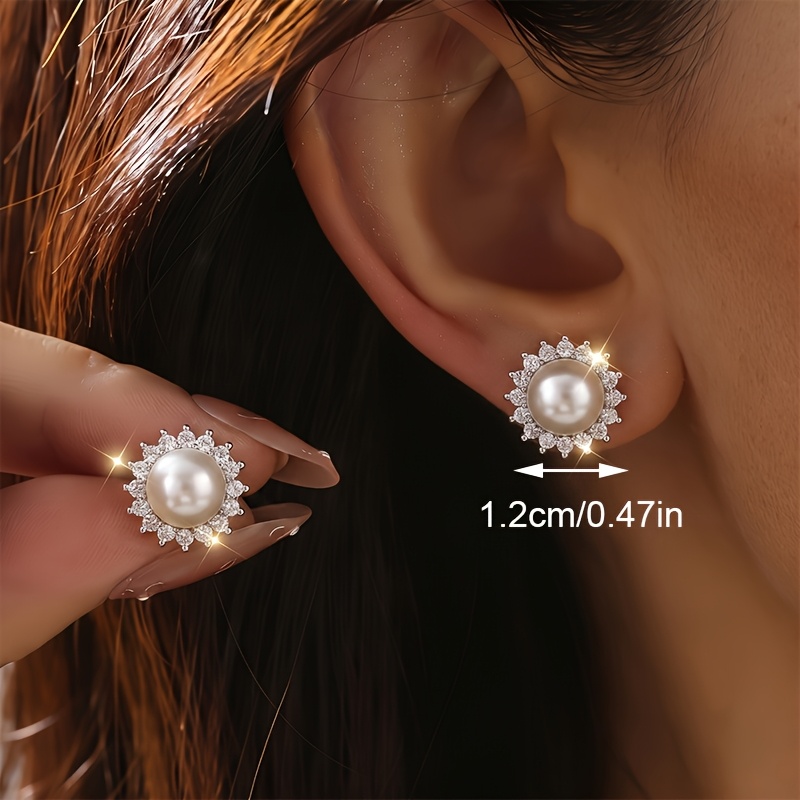 Women's Exquisite Spherical CZ Studs Earrings, Elegant Gift