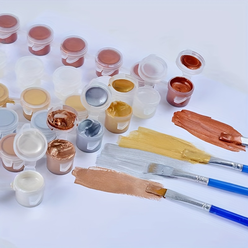 

3ml6 Series Of Acrylic Paint In Colors Like Golden, Silver, And Metallic Copper For Plaster Handprints.
