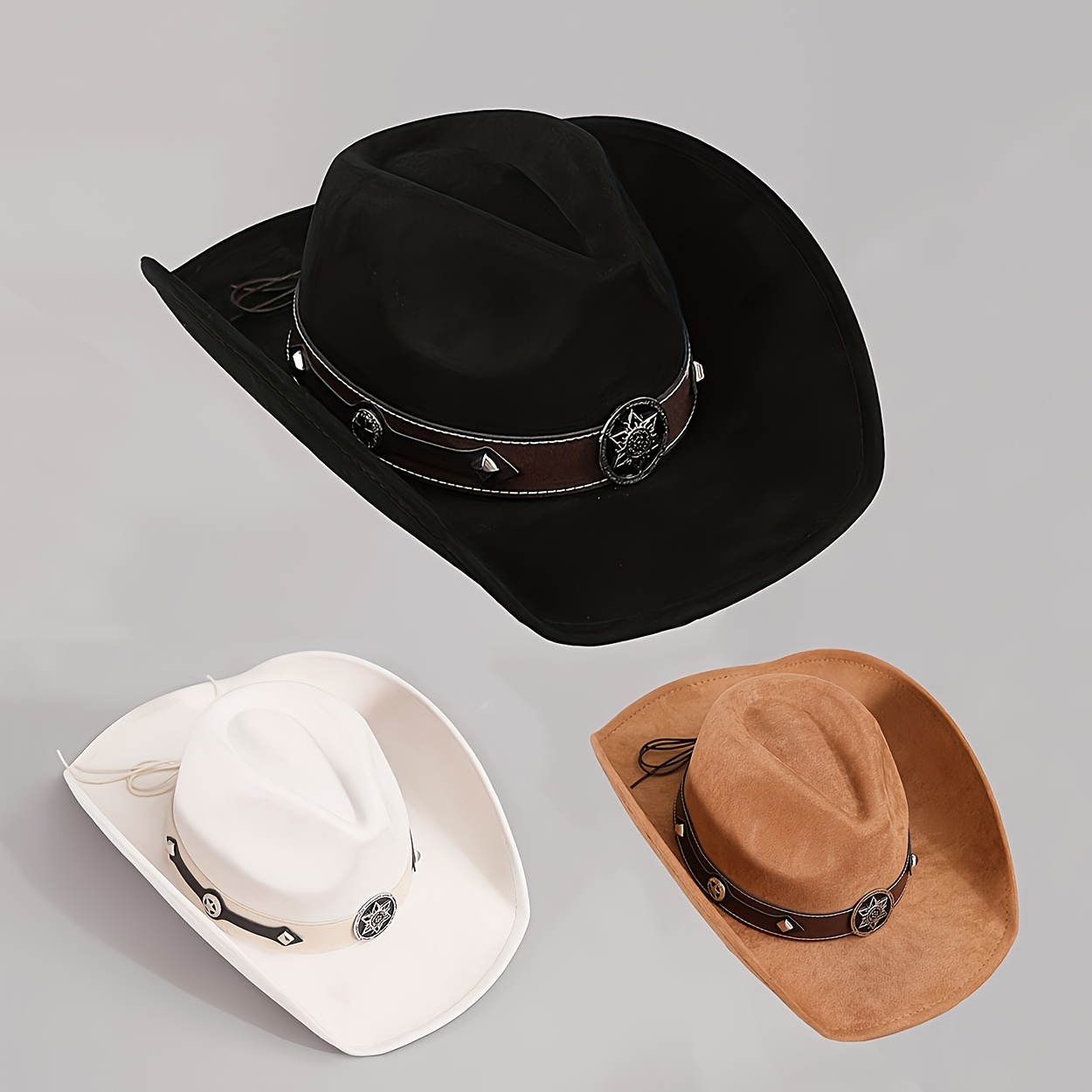 Classic Wide Brim Western Felt Cowboy Hat For Women - Temu