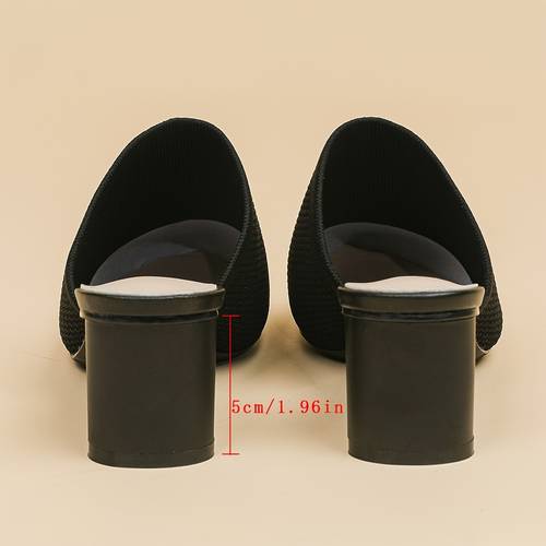 item picture womens pointed toe deep v neck chunky heel high heels casual fabric breathable daily wear plus size heel womens shoes women shoes elegant women shoes shoes