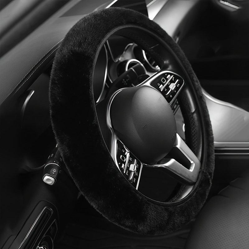 TEMU Winter Thickened Plush Car Steering Wheel Cover, Universal Warm And Non-slip Steering Wheel Protector, Plush Car Steering Wheel Grip,