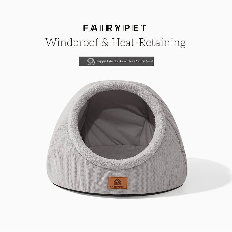 semi enclosed cat bed winter warm thickened padding removable and washable pet deep large space cat and dog bed for Product details 1