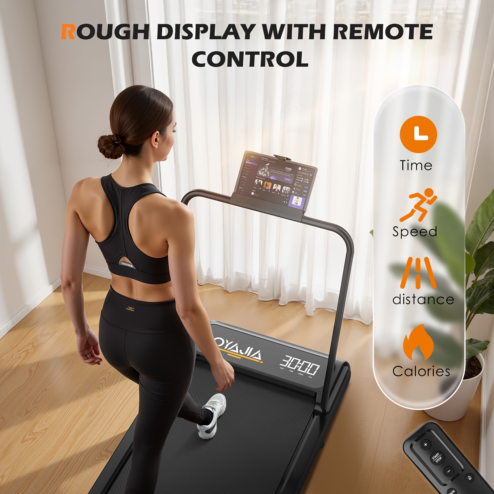 2-in-1 Folding Treadmill, 0.60 Hp Silent DC Motor, Speed 2-8km/h, 4 Levels Of Incline Adjustment, LED Display (time Speed Distance Calories), APP And Remote Control, 100kg Weight Capacity, Compact Home/office Gym Equipment, Without Battery