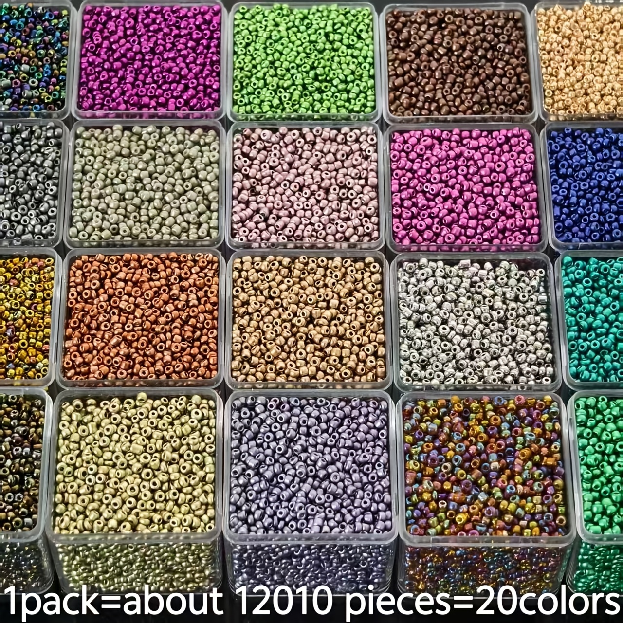 TEMU 12010pcs 2mm Elegant Glass Beads | 20 Vibrant Solid , High-quality Beading For Bracelets, Earrings, Necklaces, Glossy Surface Beads, Handcrafted