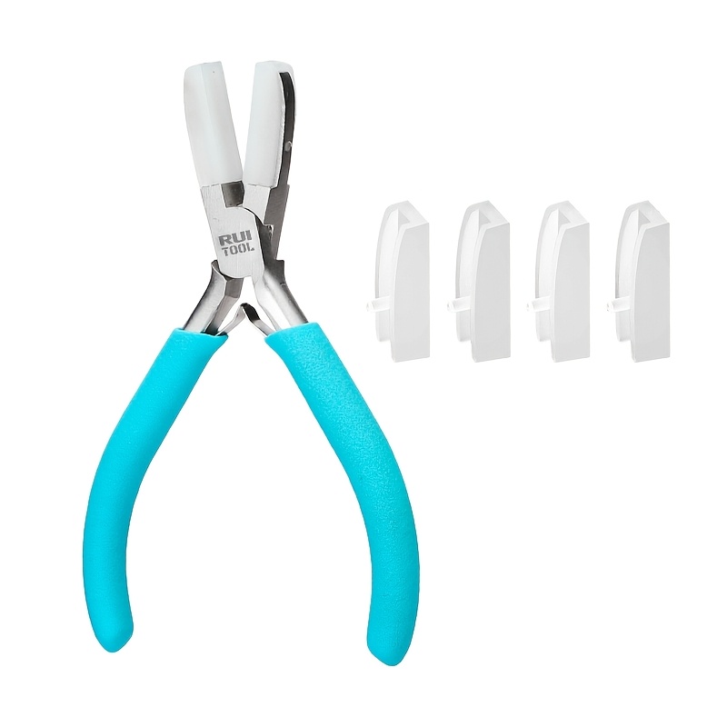 TEMU 2d Flat, 5 Inch Nylon Jaw Pliers With Replaceable Anti-scratch Tips, High Carbon Steel Non-slip Hemp Handle Flat Nose Pliers For Jewelry Craft