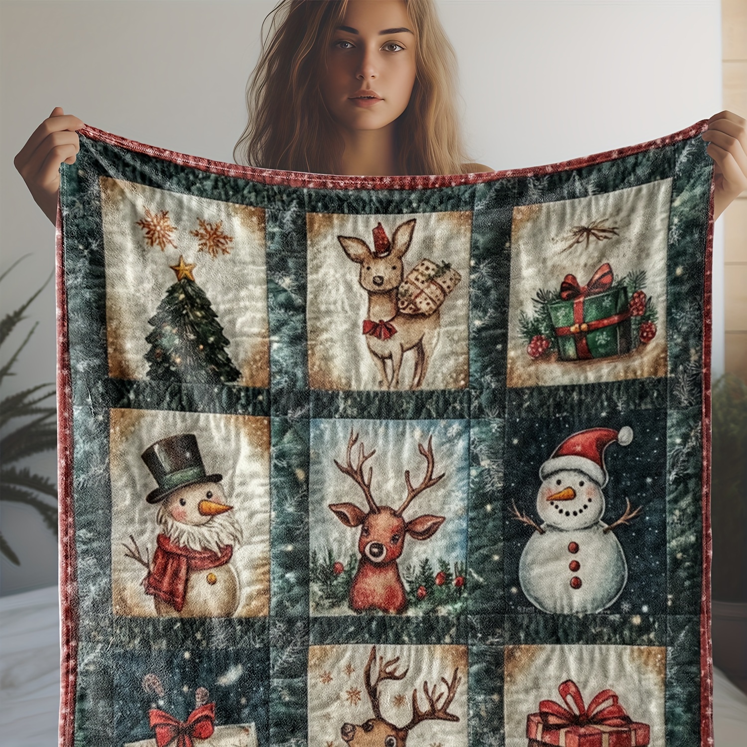 

Snowman & Christmas Tree Flannel Blanket - , , And For , Bed, Car, , -