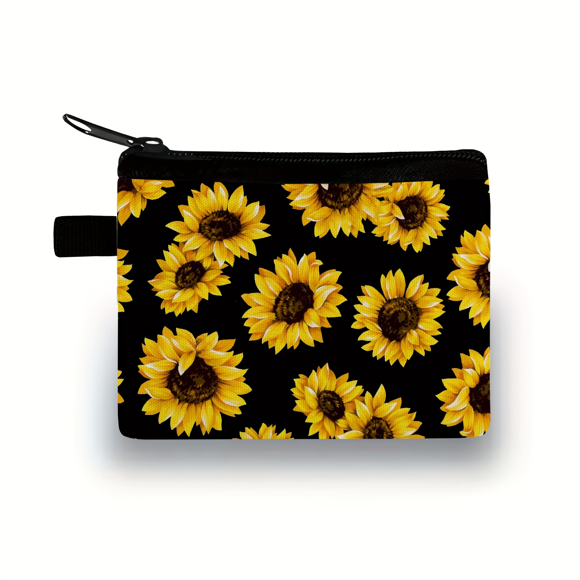 

Chic Daisy Print Women' Purse - Casual Polyester Zippered Wallet For Keys & Cards