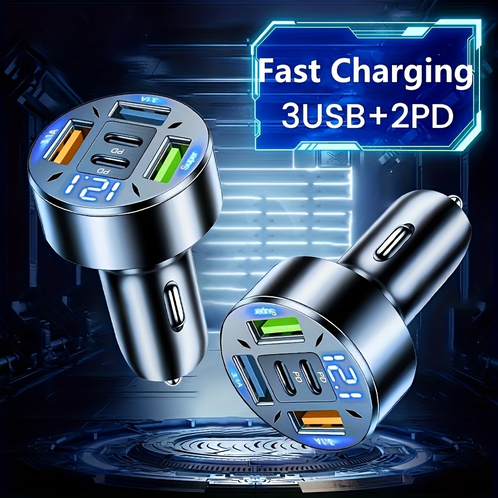5-in-1 Multi-Port USB C Car Charger Adapter PD 30W