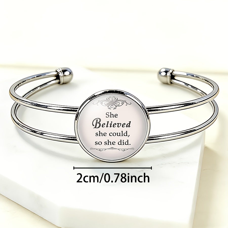 Adjustable Open Bangle with Round Time Gem Inlay