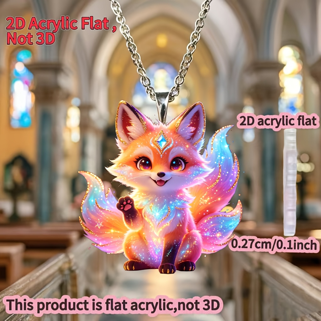 Cute Fox Pattern Pendant Necklace, Unisex Gift