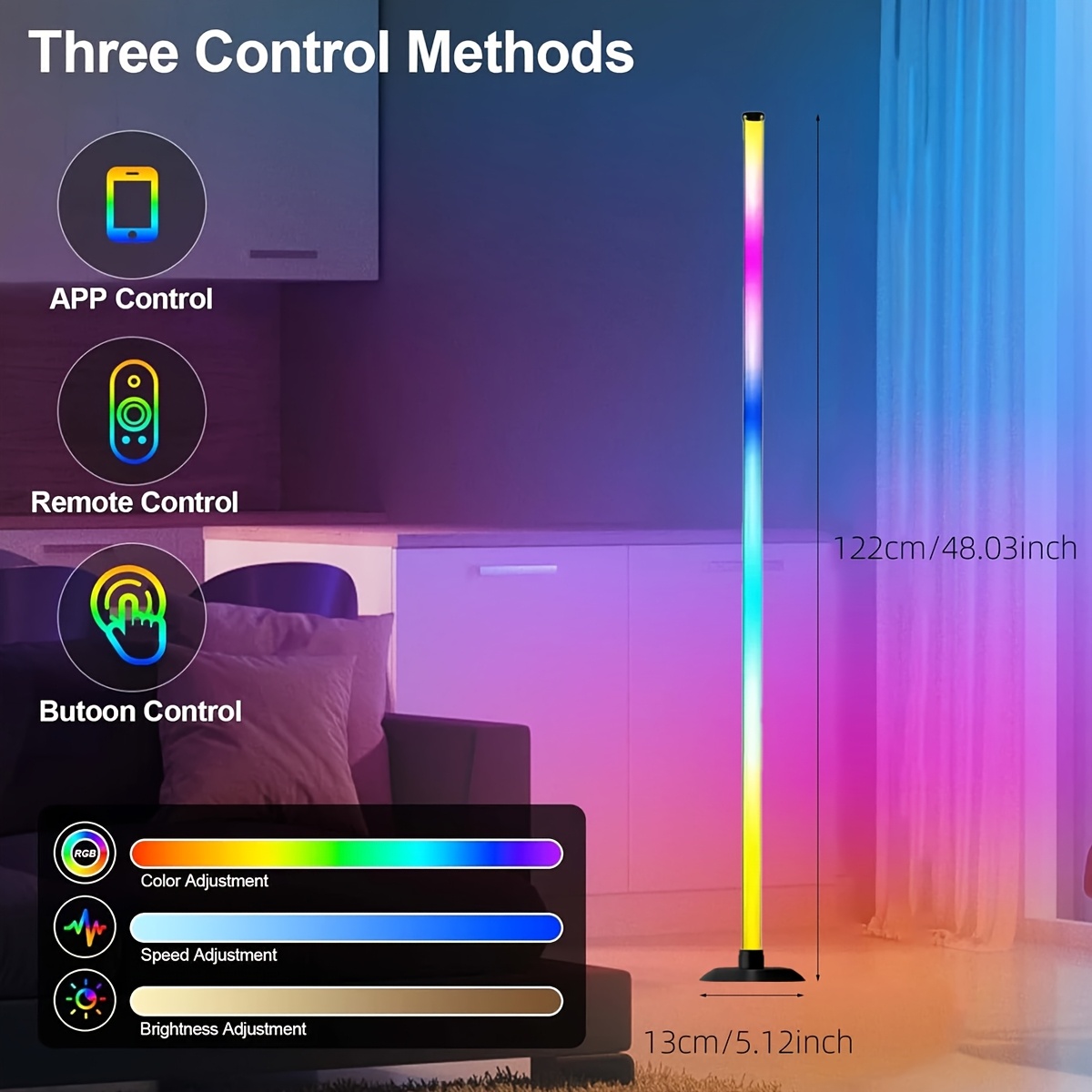 1pc Smart LED Floor Lamp, RGB Music Atmosphere Light with Remote Control (battery Not Included), USB Power Supply, Color Changing Dimming, with Timing Function, RGB Night Light, Suitable for Banquet Halls, Game Rooms, Family Gatherings, Festivals