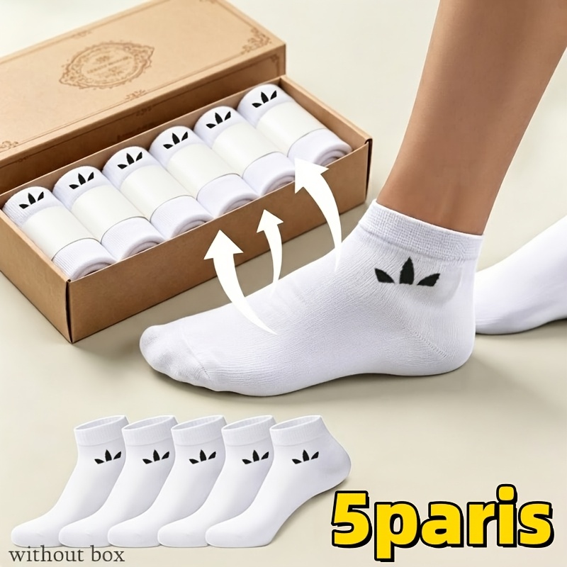 TEMU 5-pair Breathable Unisex Socks - Lightweight Travel Essential, / Socks, Moisture-wicking Seamless Design Solid Color Casual Sports Socks, Random