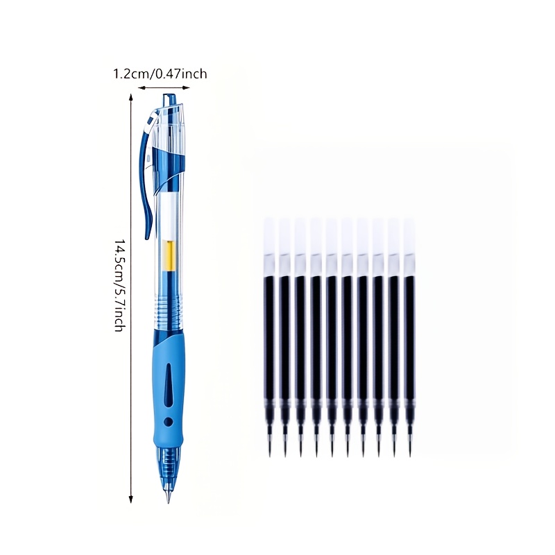 TEMU 11pcs Large Capacity Neutral Pen Set, 0.5mm Fine Tip, Blue Ink, Comfortable Grip And Quick-dry, Smooth Writing, Ideal For Note-taking And