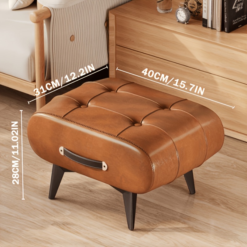 TEMU Faux Leather Upholstered Footstool, Sturdy Shoe-changing Stools With Internal Storage And Organization Functions, Contemporary Home Decorations,