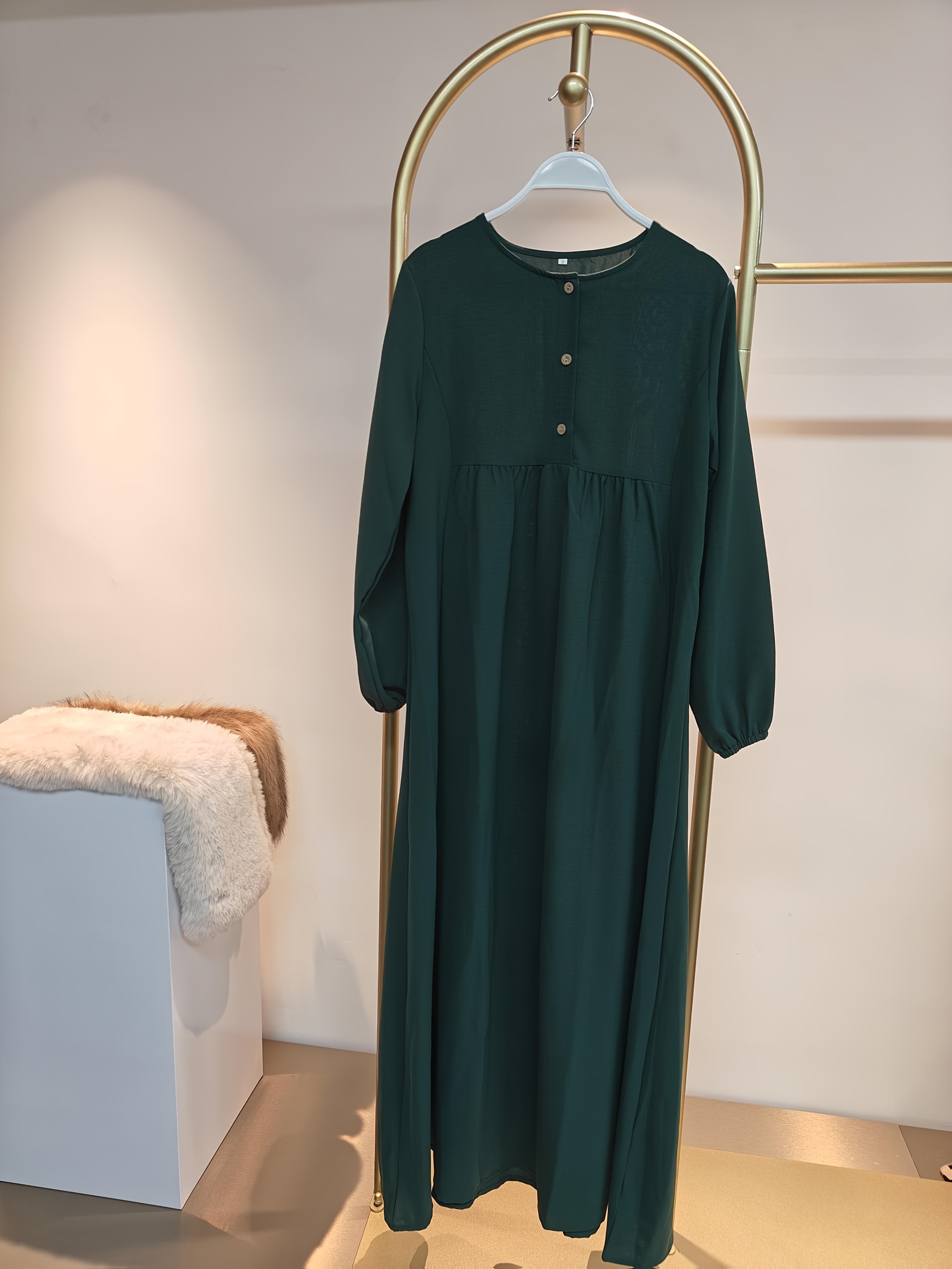 abaya dress green Emerald Green Abaya with Stone Work – Meeshum main image 0