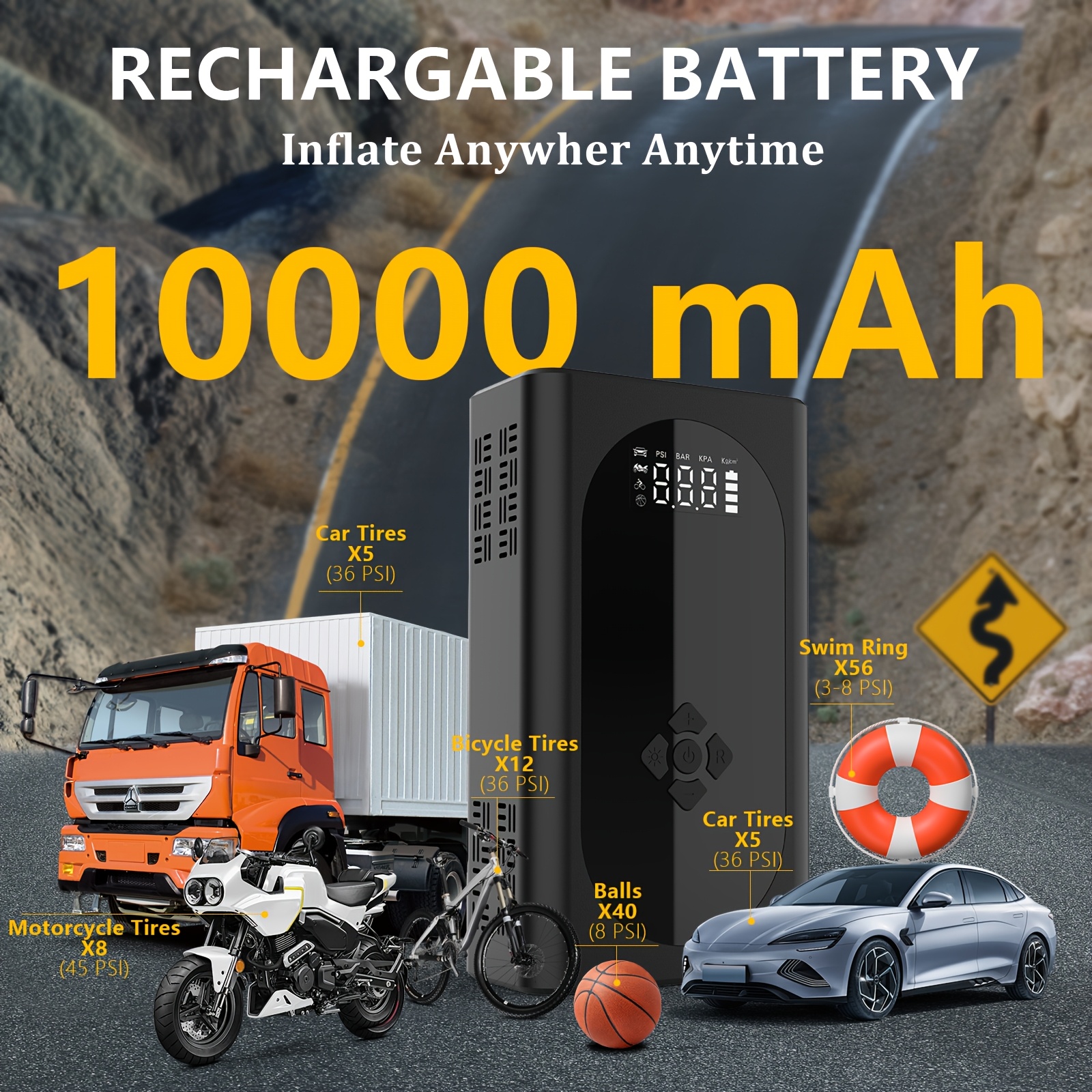   car jump starter with air compressor emergency battery jumper     to 10  8l   with intelligent jumper clamps fast inflation 10000mah power bank 3 in 1 flashlight Product details 7