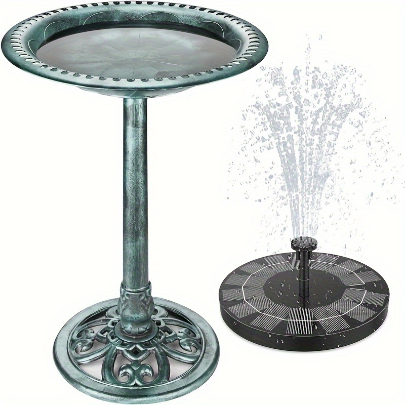 

Aisitin 2.5w Solar Fountain With Birdbath, Solar Water Fountains With 6 Nozzles, Used In Gardens, Ponds, Swimming Pools And Other Places Pool And Pond