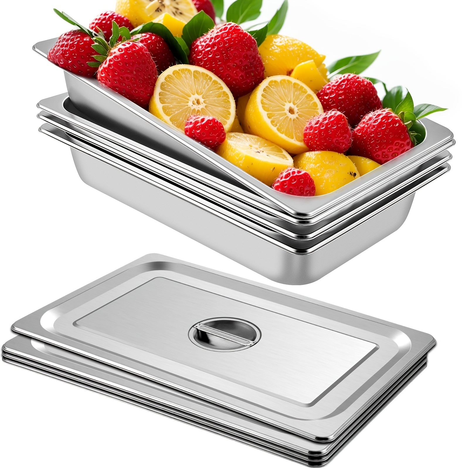 

Aio 4 - 6 Pack Table Pans 20.9 X 12.8 X 3.9 Inch Deep Table Pan Full Size 13l Deep Food Container Stainless Steel Oven Tray Hotel Pans Anti-jam Table Food Pan