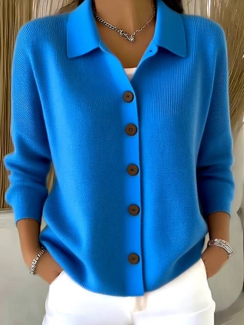 women chunky button up cardigan sweater lapel collar button front solid color long sleeve cozy for fall elegant casual outerwear no