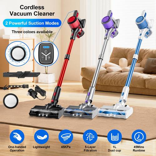 cleaner with operation 45kpa powerful suction with hepa filter lightweight handheld vacuum for hardwood floors carpets pet hair to 45 cleaning cordless vacuum cleaner