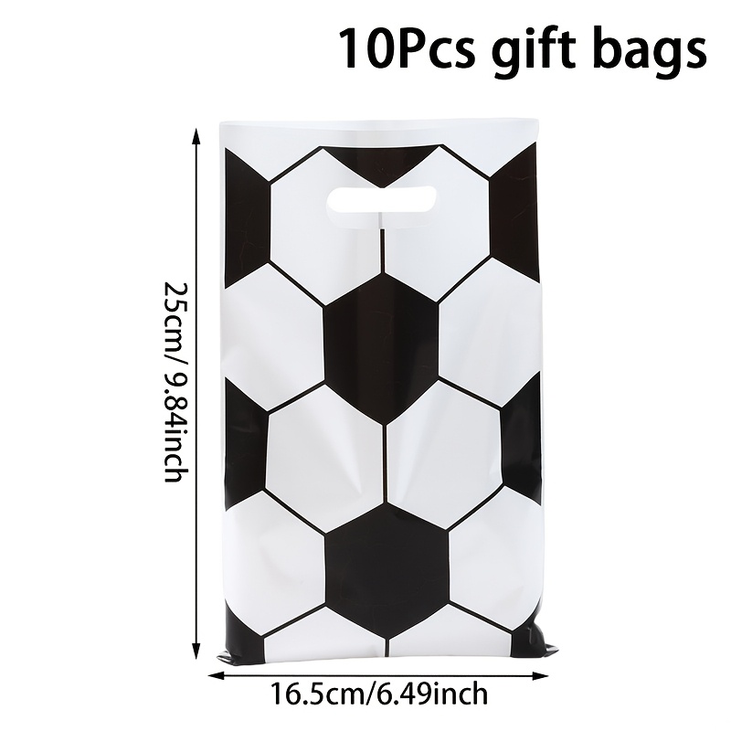Image of 10/25/50pcs Football Design Plastic Gift Bags - Soccer Themed Party Favors For Birthday, Baby Shower, Wedding Decorations