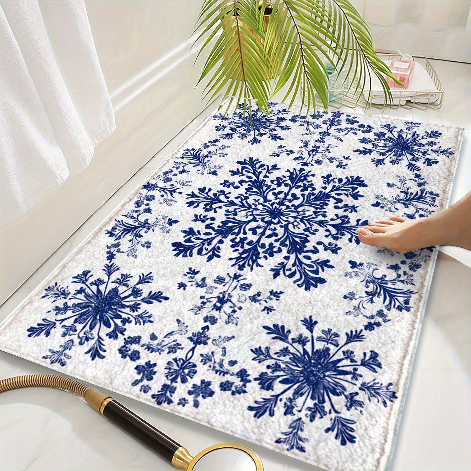 

1pc Christmas Mat, -dry , Low Bath Rug, , -stain , For Entryway, , Bathroom, , , Rectangular Knitted (, Woolen ), Polyester Backing, Tpr , 1350g/㎡, 0.7cm , Fluffy Decor Decoration