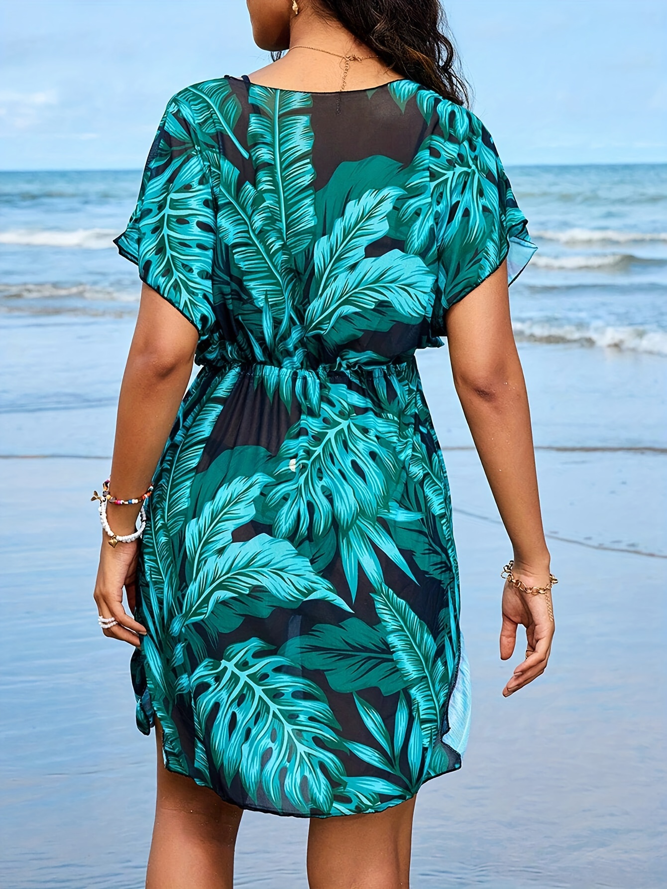 Casual Short Sleeve Cover Women's A Random Print Swimming Temu
