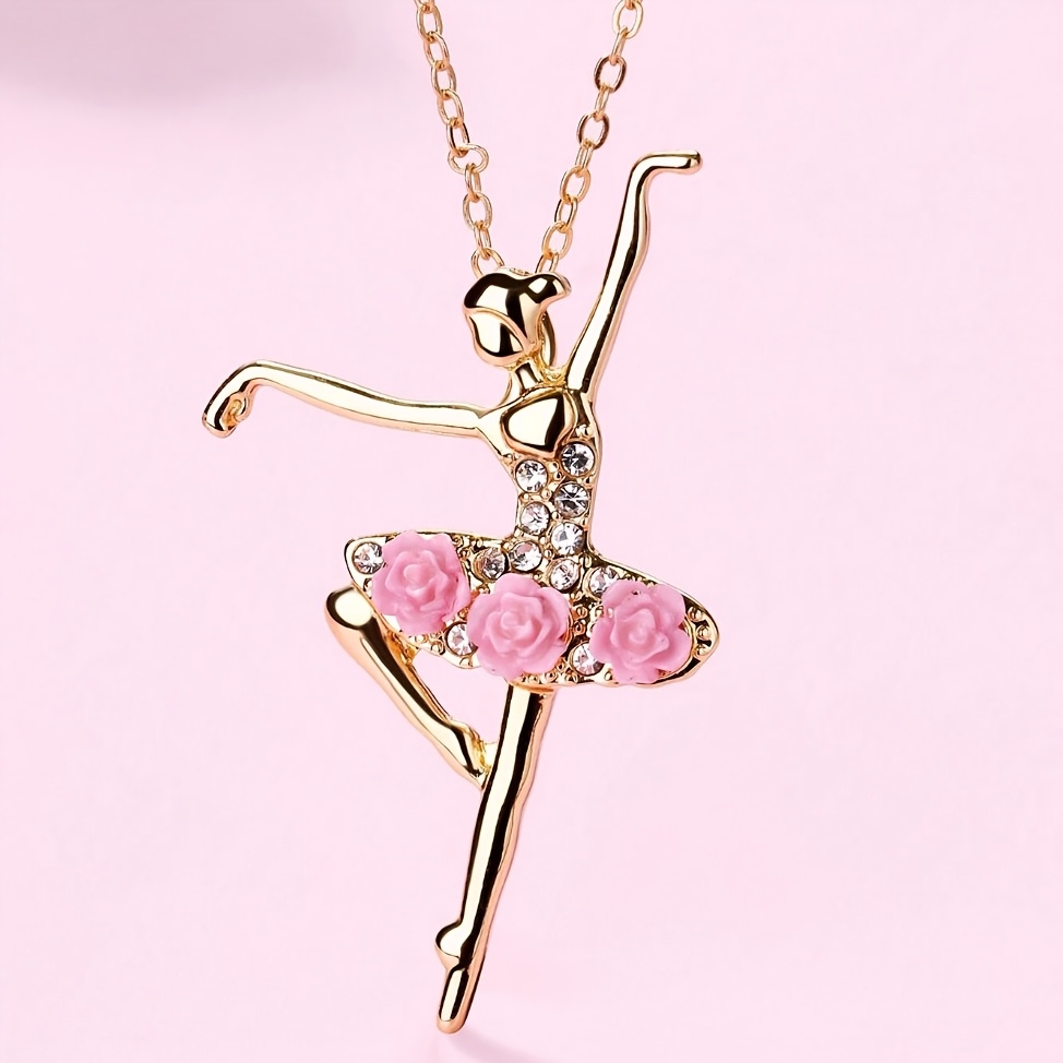 Image of 1pc ' Ballet Dancer Shaped Alloy Pendant With Decor Cute Necklace, Suitable For Daily Wear