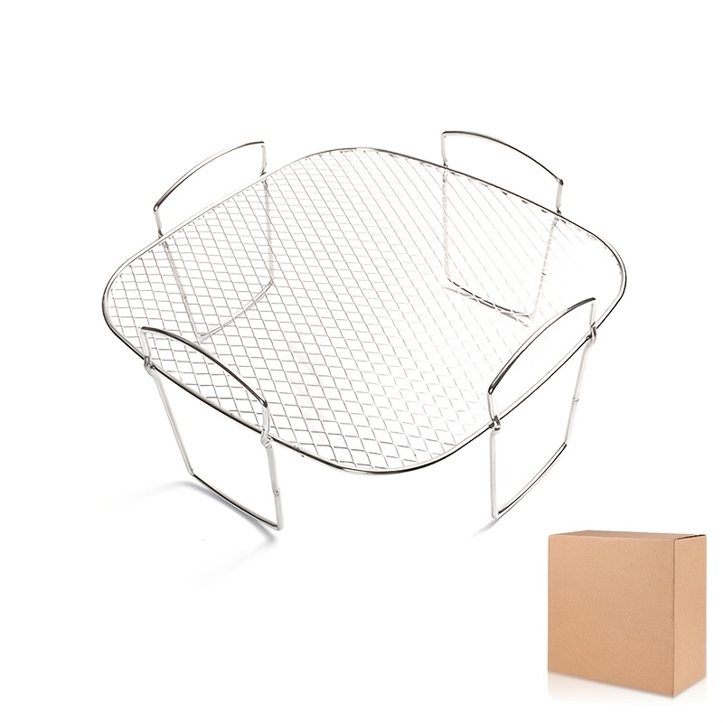 Image of 1pc, Stainless Steel Air Fryer Rack With, Grill Air Fryer Additions, Cooking Rack For Oven Microwave Baking, Kitchen Additions