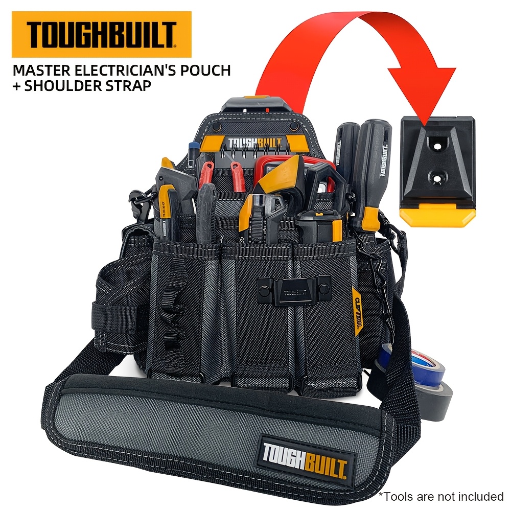 TEMU TOUGHBUILT Master Pochette d'électricien avec bandoulière - Organisez rapidement vos outils, parfait pour les chantiers et les réparations