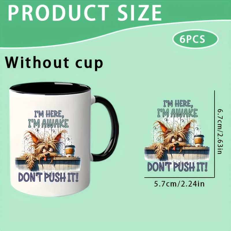 TEMU 6pcs Of Uv Printed High Quality Diy Cup Stickers With A Sleeping Dog Design