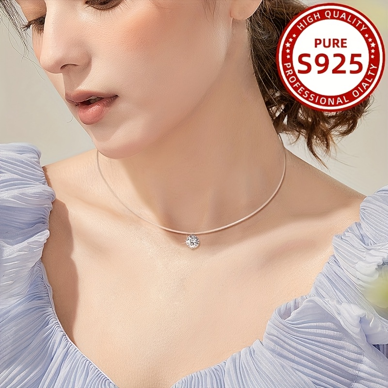 Women's Transparent Personalized Zirconia Pendant Necklace
