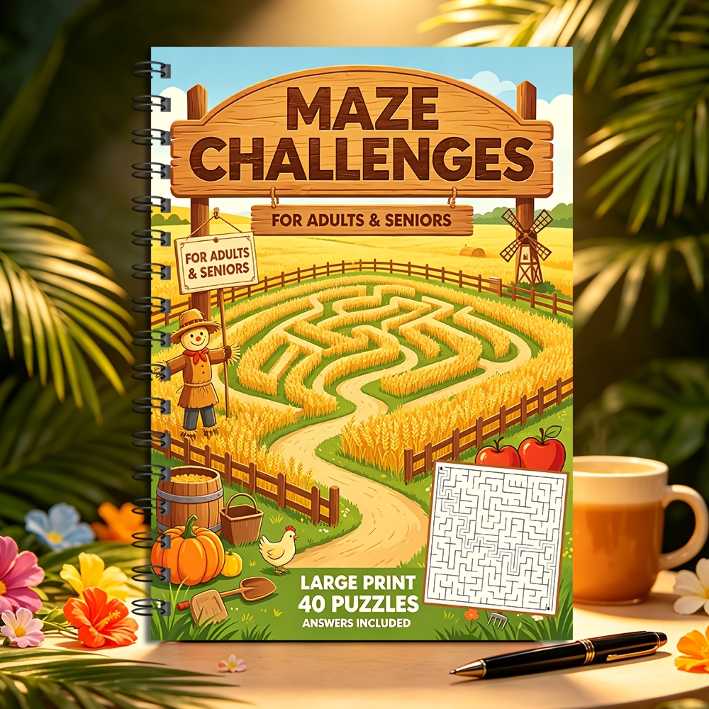 Maze Challenges Book, Brain Teaser for Adults