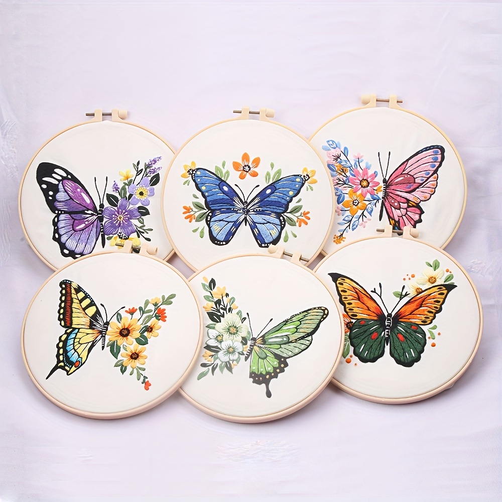 

1 Pack Butterfly Patterns Embroidery Kit For Beginners, Cross Stitch Kit With Instructions, Needles (without Hoop)