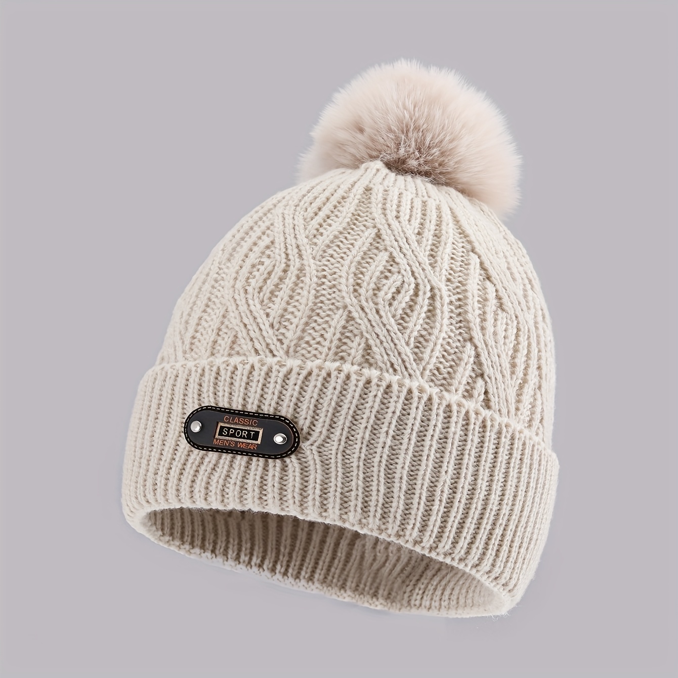 TEMU Un Gorro con Pompon Estampado