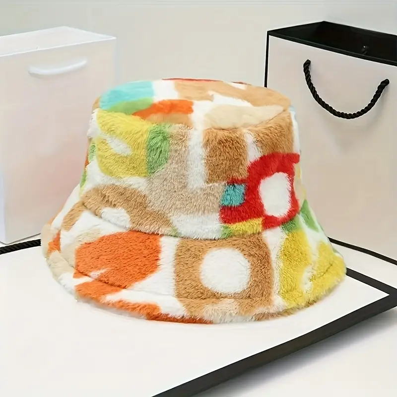 1pc womens plush bucket hat with ear flaps stylish letter print adjustable strap warm winter hat for outdoor activities gift christmas hat Product details 5